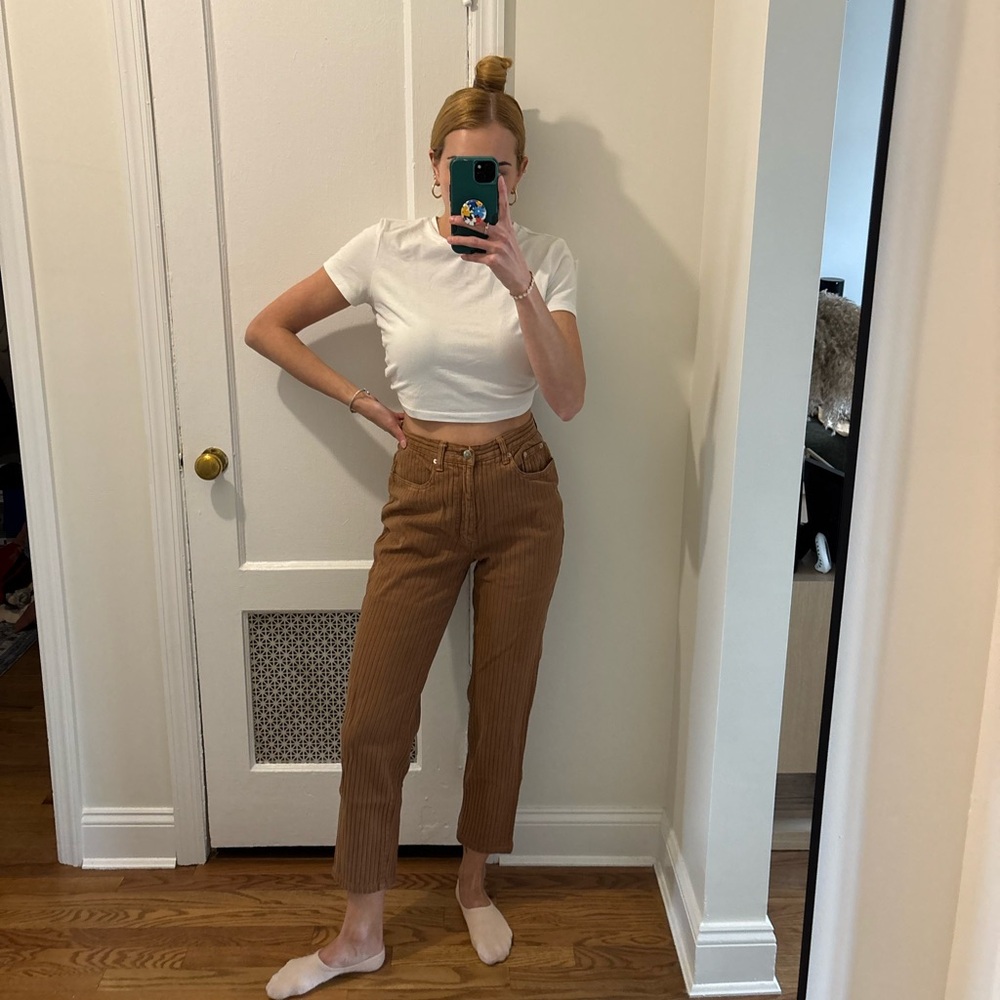 Vintage limited jeans burnt orange ribbed high waisted jeans